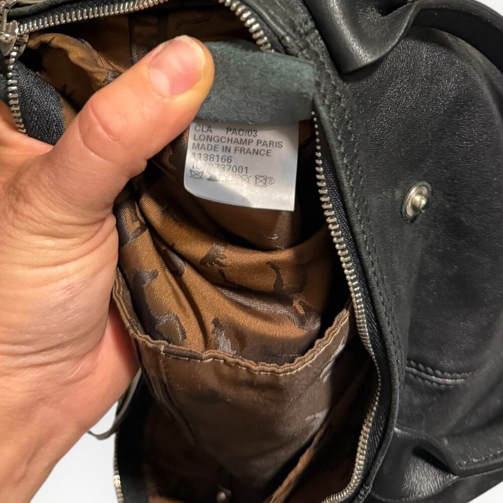 Longchamp Black Leather Top-Handle Satchel with Removable Strap - Picture 12 of 12